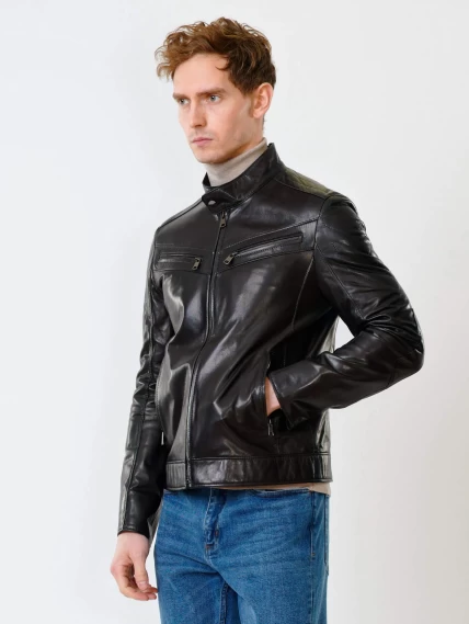 Кожаная куртка мужская 546, черная, размер 50, артикул 28520-1
