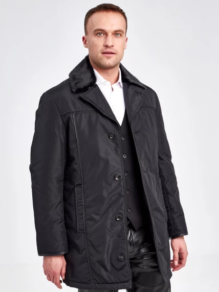 Текстильная зимняя куртка с воротником меха нерпы мужчин Belpasso, черная, размер 48, артикул 40920-6