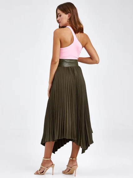 Женские кожаная юбка из экокожи 4820767, оливковая, размер 44, артикул 85820-5