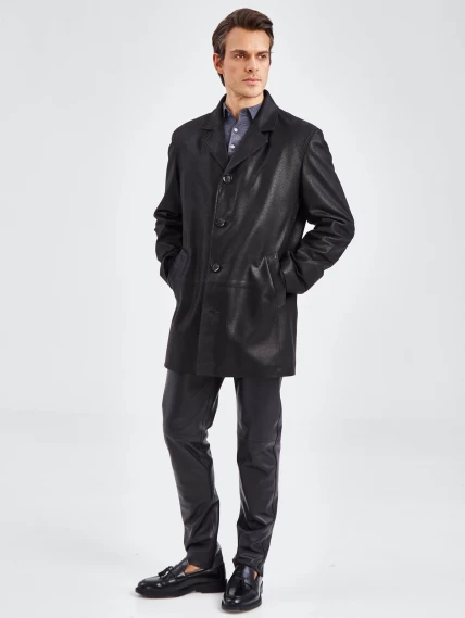 Кожаный пиджак мужской 21/1, черный DS, размер 48, артикул 29040-4