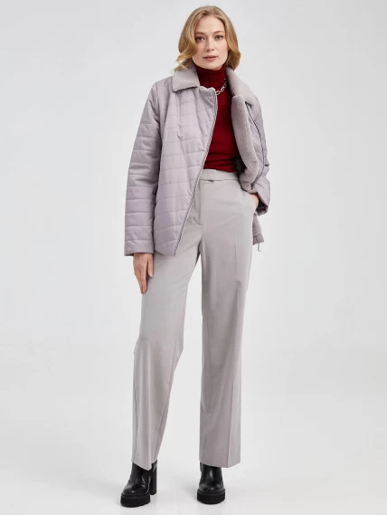 Текстильная утепленная женская куртка косуха 21130, бежевая, размер 42, артикул 25010-3