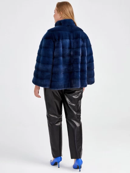 Демисезонный комплект женский: Куртка из меха норки Ольга (с) + Брюки 04, синий/черный, артикул 111186-1