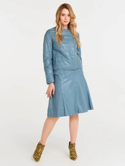 Демисезонный комплект женский: Куртка утепленная 306 + Юбка 04, голубой, размер 46, артикул 111164-0