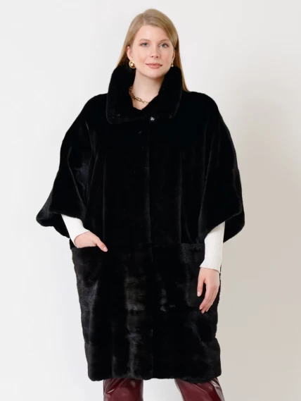 Зимний комплект женский: Пальто из меха норки 402 + Брюки 02, черный/бордовый, размер 48, артикул 111268-5