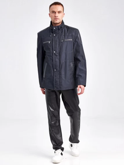 Текстильная куртка с кожаными отделками для мужчин 07214, черный, размер 48, артикул 40940-3