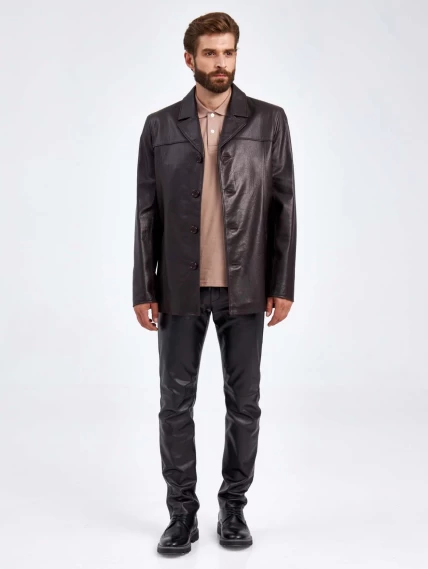 Кожаный пиджак для мужчин 2010-8, коричневый, размер 48, артикул 29320-1
