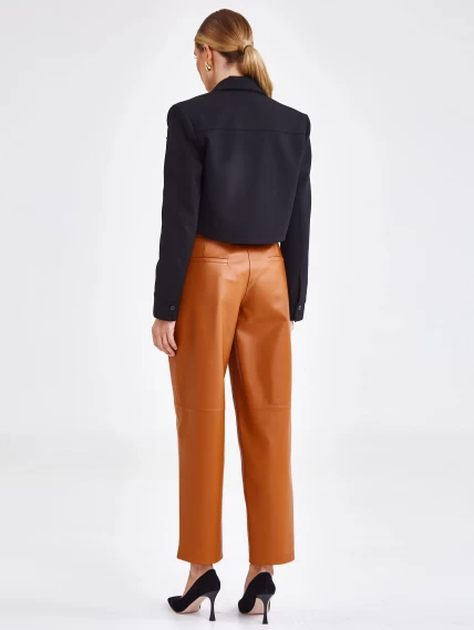 Женские кожаные брюки со стрелкой из натуральной кожи премиум класса 08, виски, размер 46, артикул 85911-3