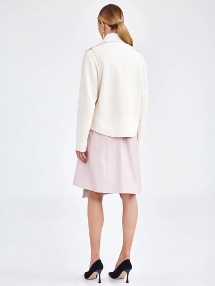 Кожаная женская куртка косуха премиум класса 3036, белая, размер 46, артикул 23171-5