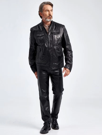 Кожаная куртка мужская 505, черная, размер 56, артикул 29080-5