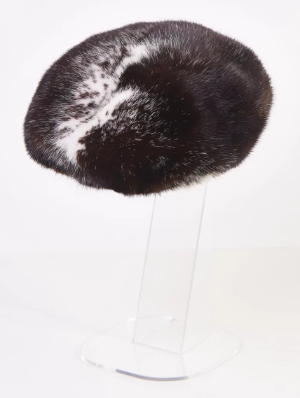 Головной убор (берет) из меха норки женский М-110, черный, размер 58, артикул 51320-1