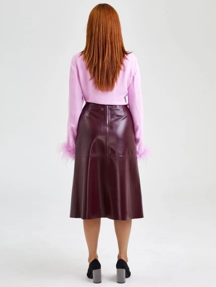 Кожаная юбка миди из натуральной кожи 09, бордовая, размер 46, артикул 85570-5