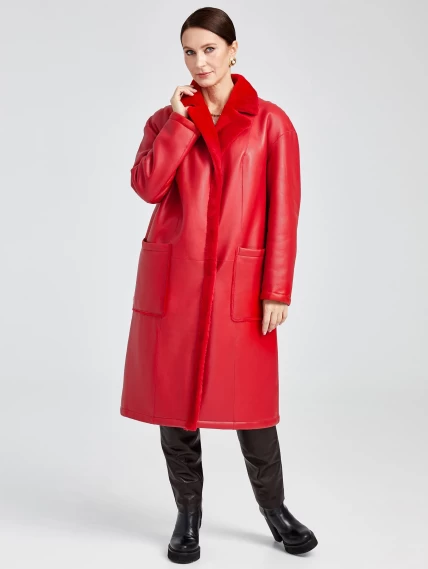 Длинное женское пальто оверсайз премиум класса 2002, красное, размер 46, артикул 63850-4