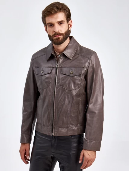 Короткая кожаная мужская куртка Ray, серая, размер 48, артикул 29290-6