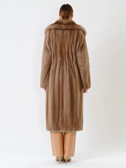 Пальто из меха норки с соболем женское 19009(ав), пастельное, размер 52, артикул 32680-4