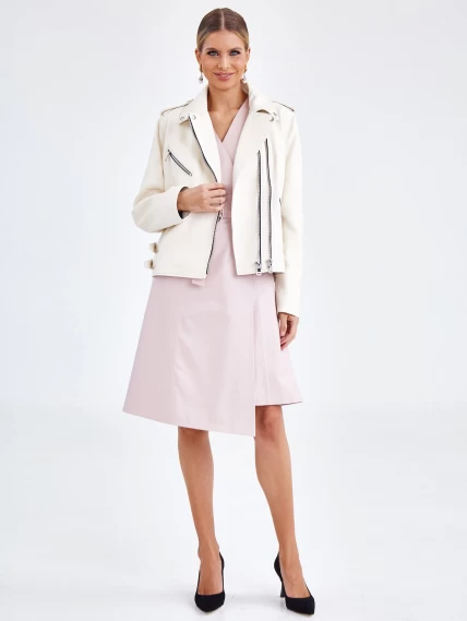 Кожаная женская куртка косуха премиум класса 3036, белая, размер 46, артикул 23171-1