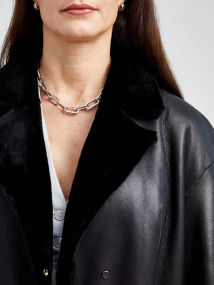 Длинное женское пальто оверсайз премиум класса 2002, черное, размер 50, артикул 62380-3