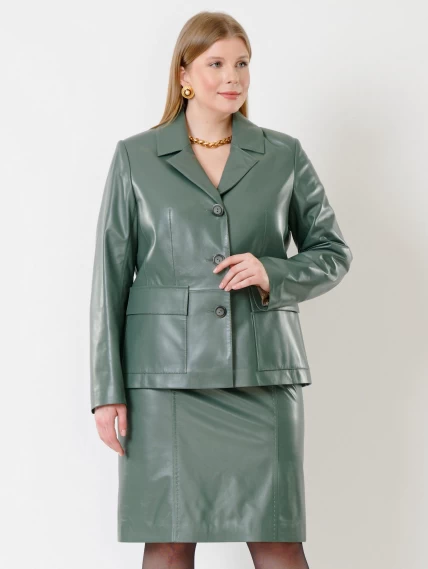 Женский кожаный пиджак 3007, оливковый, размер 46, артикул 91172-0