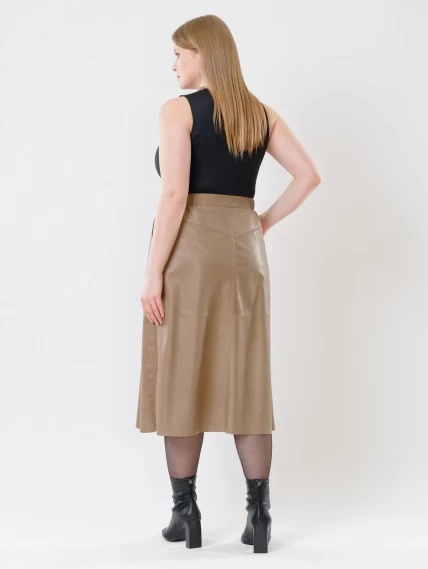 Длинная кожаная юбка из натуральной кожи 08, серо-коричневая, размер 44, артикул 85541-1