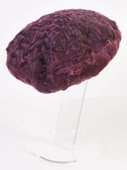 Меховой головной (берет) убор из меха каракуля женский М-277, фиолетовый, размер 58, артикул 51340-1