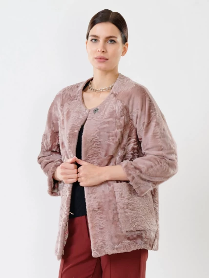 Куртка из каракуля женская 17309, розовая, размер 48, артикул 22530-2