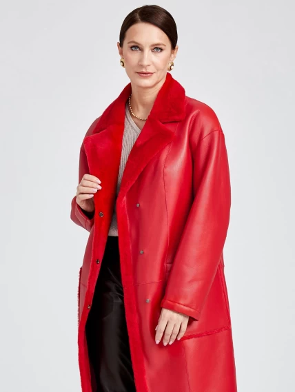 Длинное женское пальто оверсайз премиум класса 2002, красное, размер 46, артикул 63850-2
