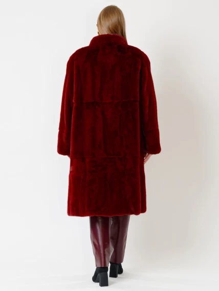 Демисезонный комплект женский: Пальто из меха норки 288в + Брюки 02, бордовый, размер 54, артикул 111318-2