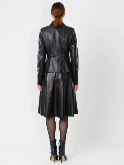 Кожаный женский пиджак 316рс, черный, размер 46, артикул 91062-4