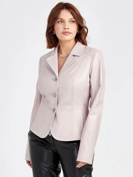 Кожаный женский пиджак 316рс, пудровый, размер 44, артикул 91522-4
