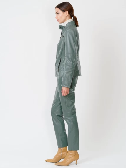 Кожаный комплект женский: Куртка 301 + Брюки 03, оливковый, размер 44, артикул 111166-1