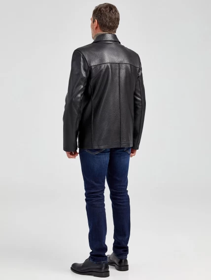 Короткий мужской кожаный пиджак 20с дом, черный, размер 52, артикул 28991-4
