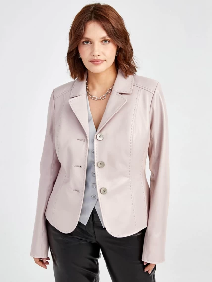 Кожаный женский пиджак 316рс, пудровый, размер 44, артикул 91522-0