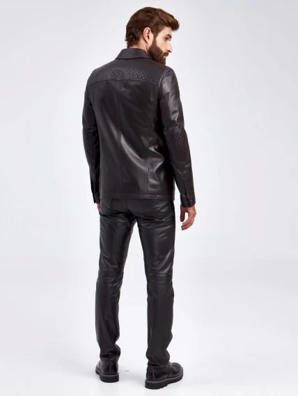 Кожаный пиджак мужской 530, коричневый, размер 50, артикул 29120-2
