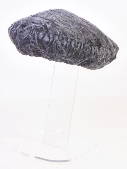 Меховой головной (берет) убор из меха каракуля женский М-277, графитовый, размер 58, артикул 51355-0