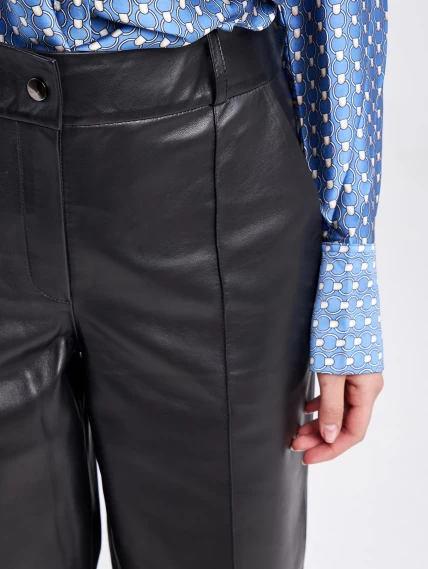 Женские кожаные брюки со стрелкой из натуральной кожи премиум класса 08, черные, размер 46, артикул 85920-2