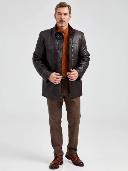 Кожаная куртка утепленная мужская 518ш, коричневая, размер 50, артикул 40470-6
