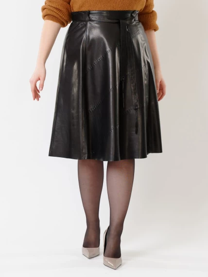 Кожаная расклешенная юбка из натуральной кожи 01рс, черная, размер 48, артикул 85461-4
