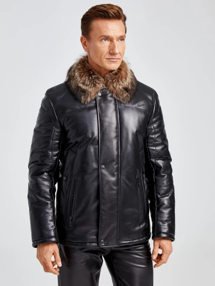 Демисезонный комплект мужской: Куртка утепленная Джастин + Брюки 01, черный, размер 48, артикул 140410-4