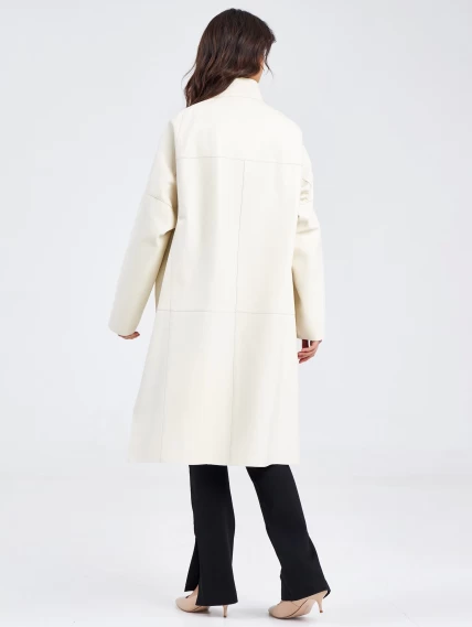 Модное женское кожаное пальто на молнии премиум класса 3041, белое, размер 46, артикул 63410-3