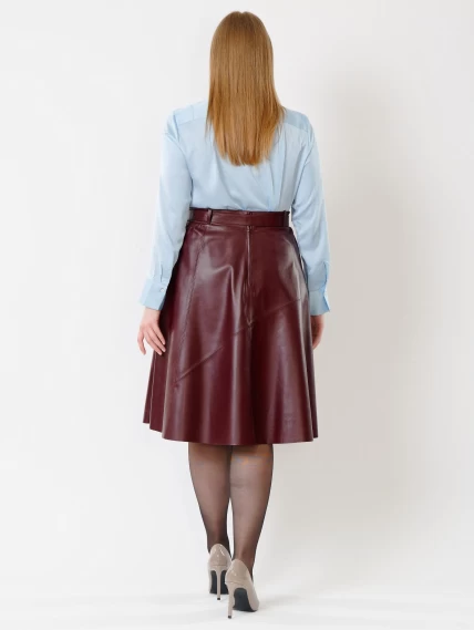 Кожаная расклешенная юбка из натуральной кожи 01рс, бордовая, размер 42, артикул 85441-1