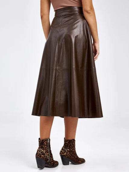 Женские кожаная юбка из экокожи 4820748, коричневая, размер 44, артикул 85790-6