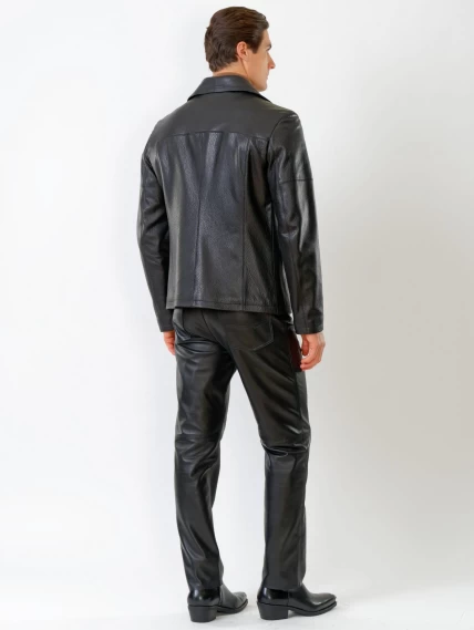 Кожаный комплект мужской: Куртка Клуб + Брюки 01, черный, размер 48, артикул 140210-2