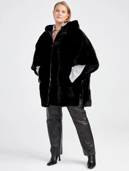 Зимний комплект женский: Шуба из меха норки Эмма + Брюки 04, черный, размер 62, артикул 111312-0