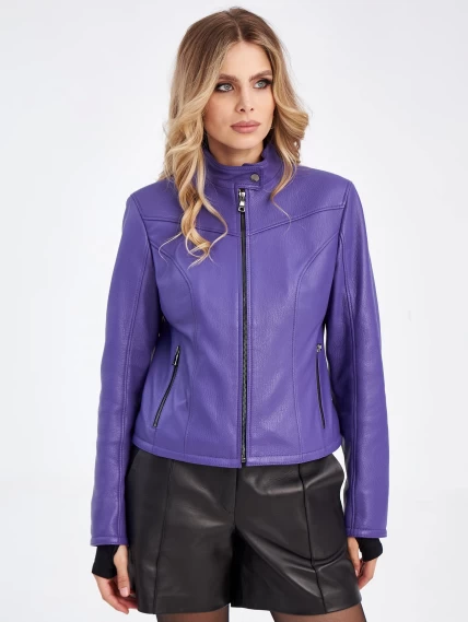 Женская кожаная куртка премиум класса 3045, фиолетовая, размер 50, артикул 23300-1