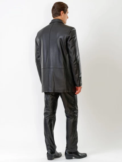 Кожаный костюм мужской: Пиджак 21/1 + Брюки 01, черный, размер 48, артикул 140020-2