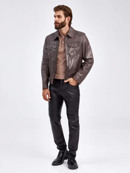 Короткая кожаная мужская куртка Ray, серая, размер 48, артикул 29290-1