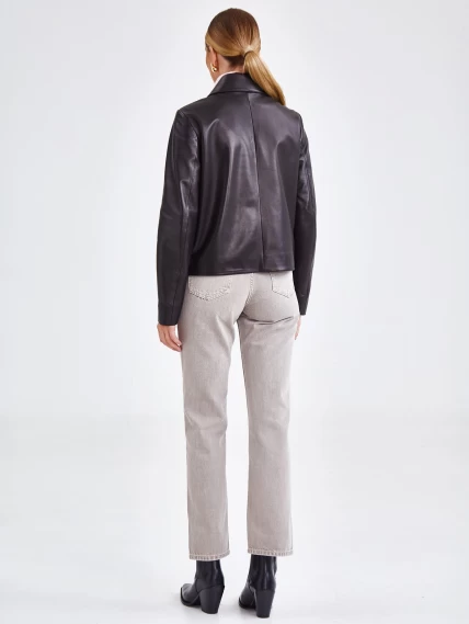 Короткая женская кожаная куртка косуха премиум класса 3032, черная, размер 44, артикул 23241-6