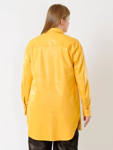 Кожаная женская рубашка с поясом из натуральной кожи 01_2, желтая, размер 44, артикул 91402-2