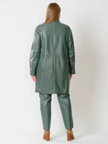 Кожаный комплект женский: Куртка 378 + Брюки 03, оливковый, размер 46, артикул 111159-2