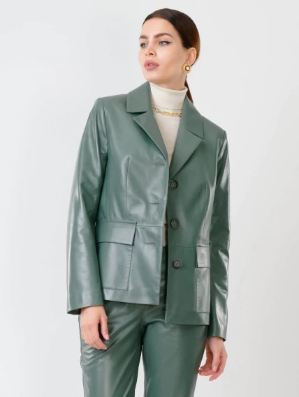 Женский кожаный пиджак 3007, оливковый, размер 46, артикул 90680-6
