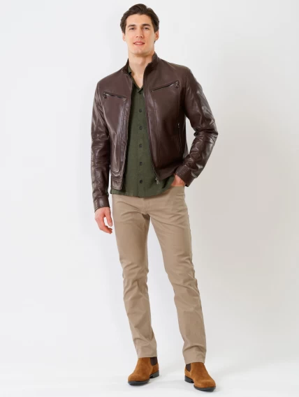 Кожаная куртка мужская 507, коричневая, размер 48, артикул 28591-3